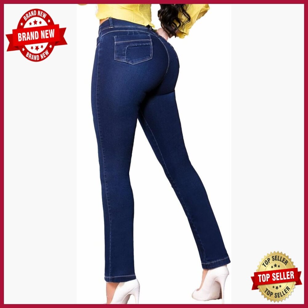 High Waisted Boot Cut Butt Lifting Jeans Stretchy Denim Tummy Control